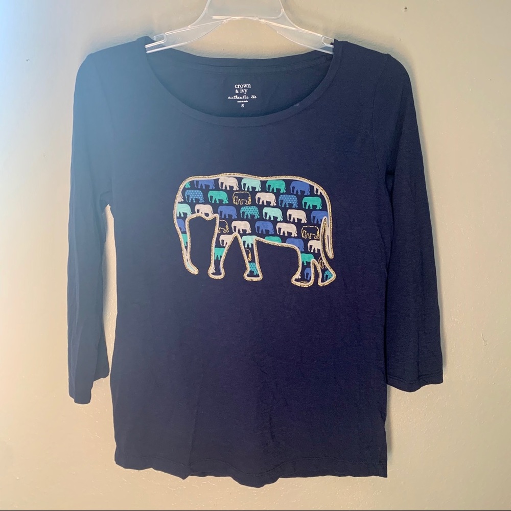Crown&Ivy Blue Elephant Long Sleeve T-Shirt 💙💙